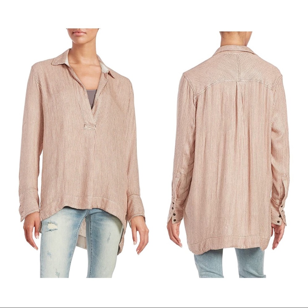 Free People On the Road Stripe Tunic Top Sz M